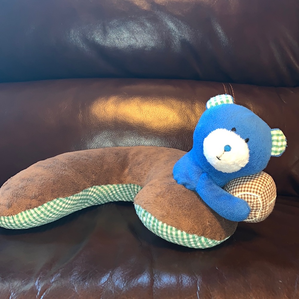 Football bear Travel neck pillow Gingham